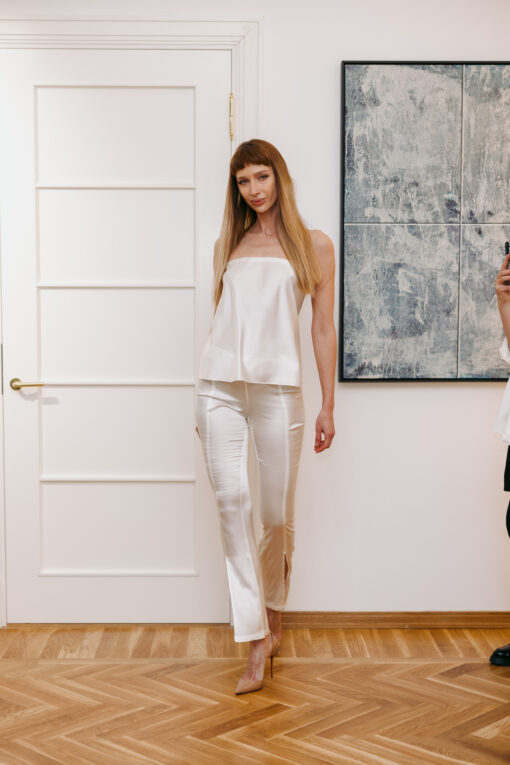 Silk strapless top