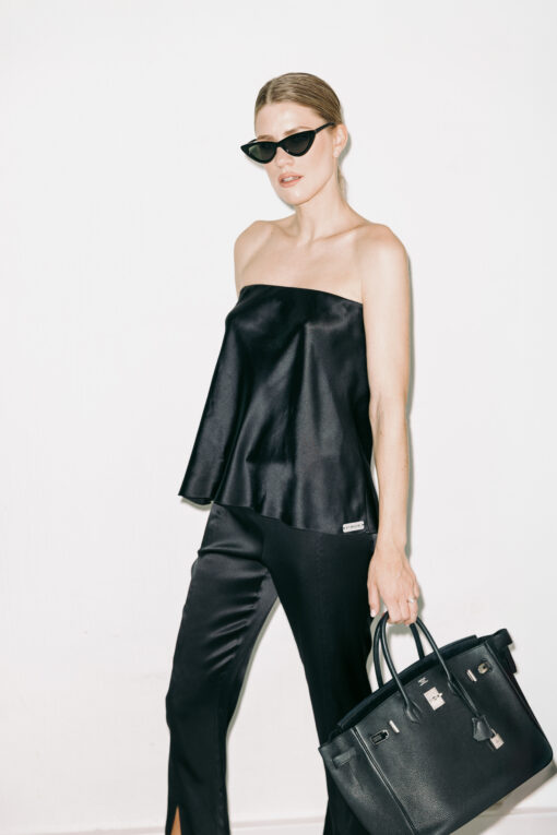 Silk long pants noir